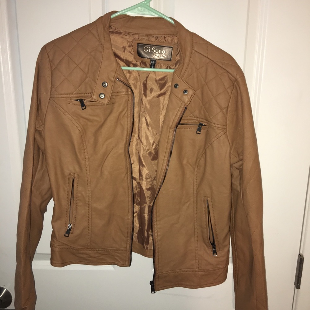 Tan leather jacket